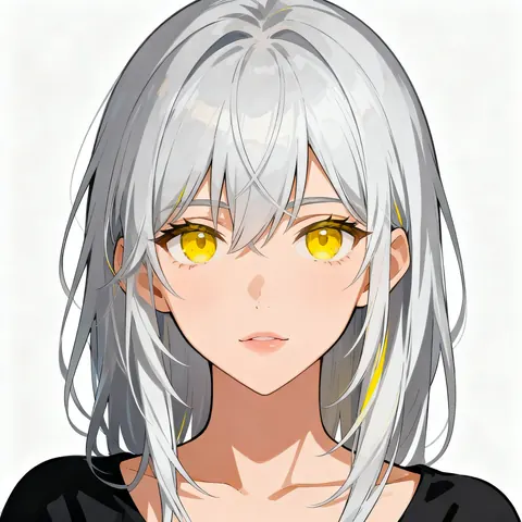 An anime avatar with silver hair and yellow eyes